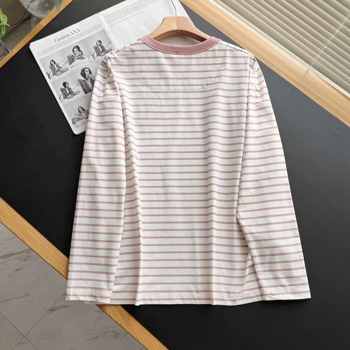 Chemise à manches longues pour femmes avec design rayé et poche poitrine Chic & Stil