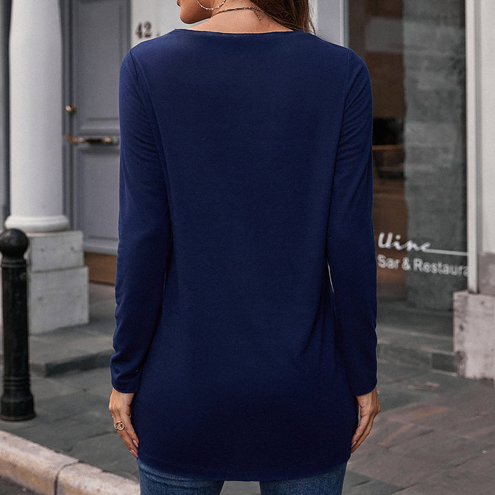 Long sleeve women's t-shirt with floral print and V-neck Lune London
