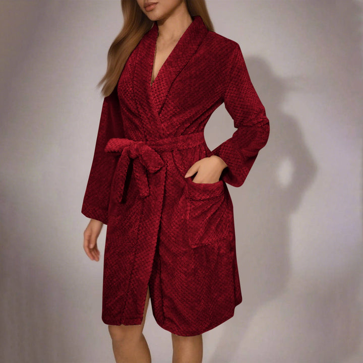 Women's Cozy Bathrobe with Belt and Pockets Lune London