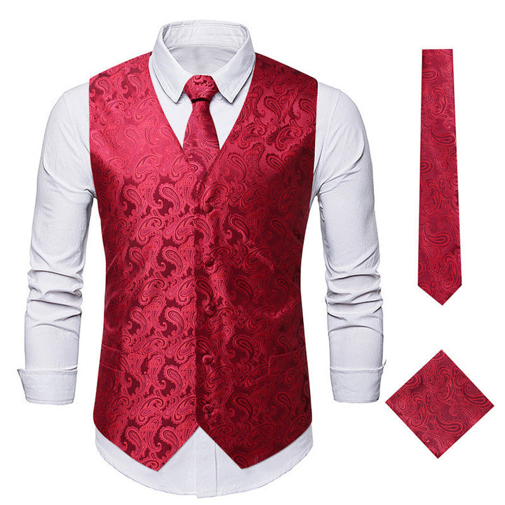 Men's Elegant Suit Vest with Stylish Paisley Pattern and Matching Accessories Lune London