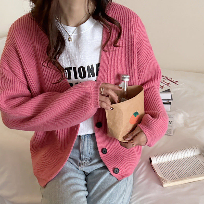 Oversized casual knit jacket for women with textured ribbed design Lune London