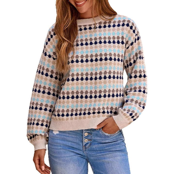 Ladies trendy casual knit sweater with graphic pattern Lune London
