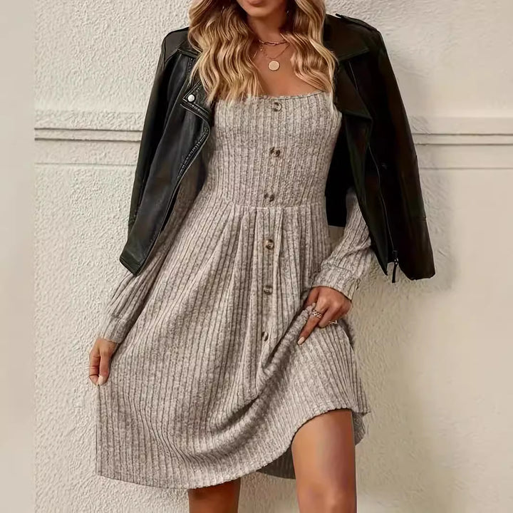 Knit dress for women with button placket Lune London