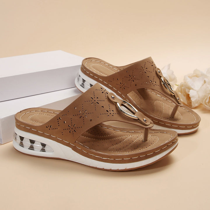 Ladies Decorative Perforated Chic and Stylish Flip Flops