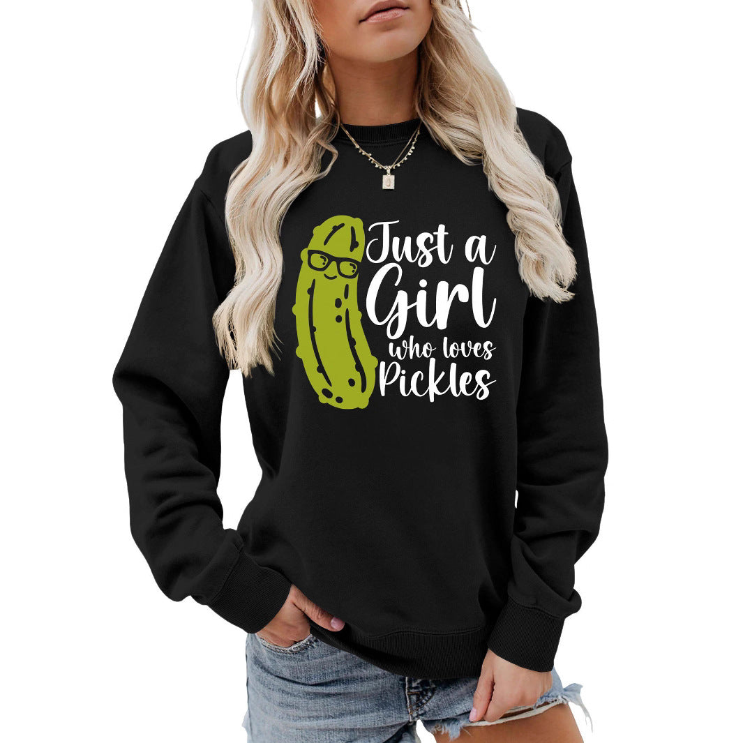 Sweat-shirt pour femmes avec motif de concombre humoristique et coupe décontractée Chic & Stil