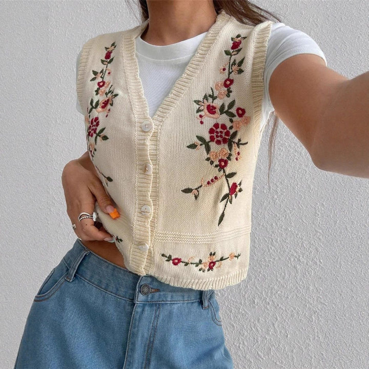 Ladies Embroidered Gilet with Lune London Buttons