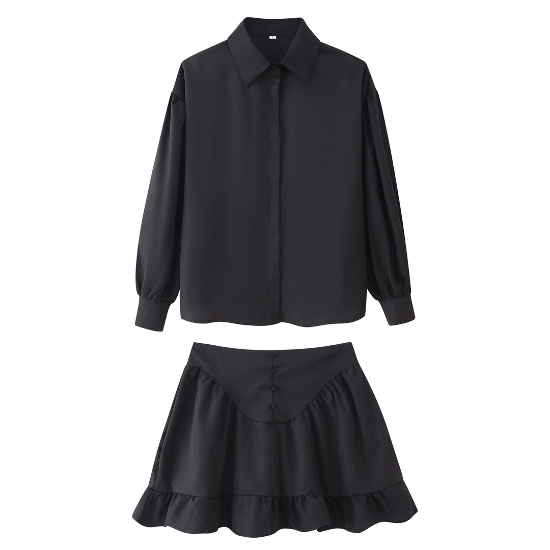Women's set consisting of an elegant puff sleeve blouse and a flared skirt Lune London