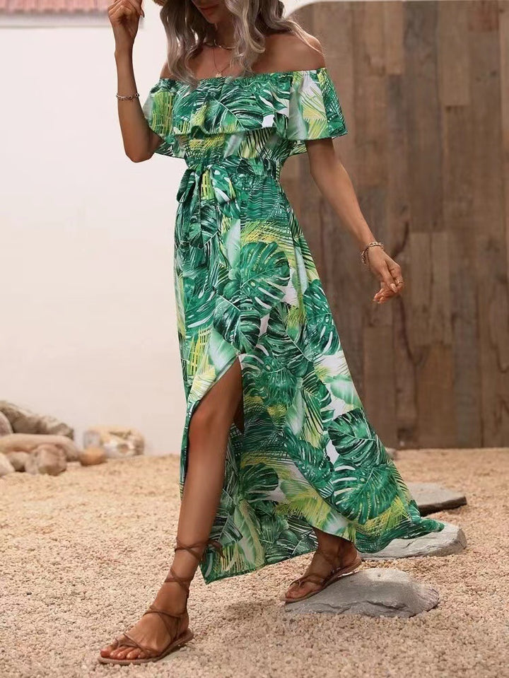 Maxie Off-Shoulder Dress for Women with Side Slit Lune London