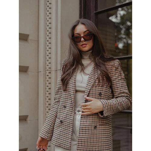 Plaid blazer jacket for women with double-breasted closure and ideal fit Lune London