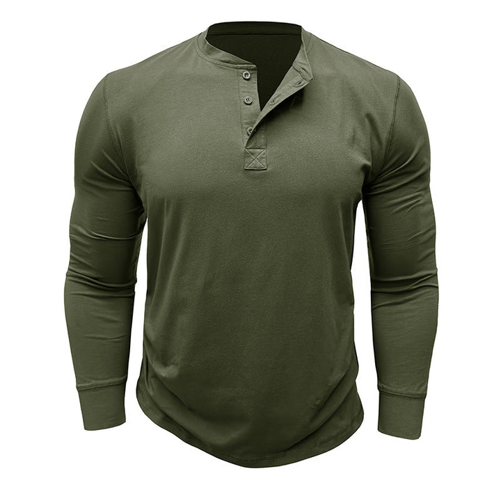 Men's long sleeve Henley shirt with stylish buttons and a high quality cotton blend Lune London