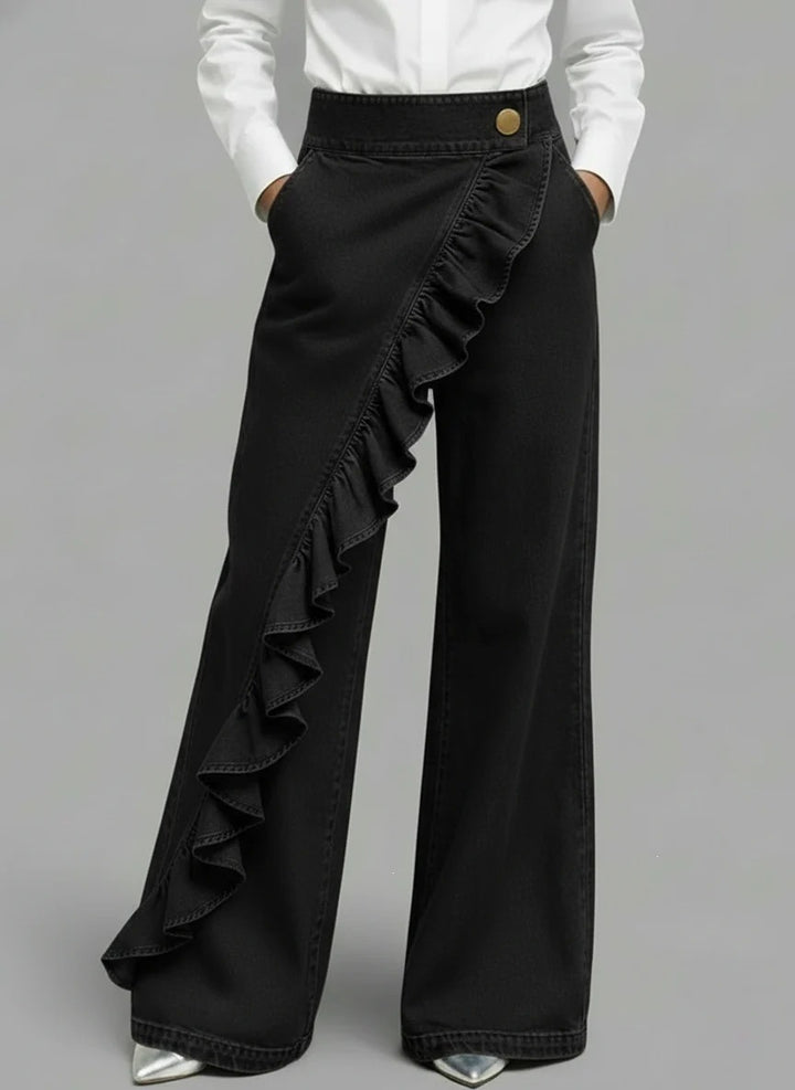Women's Wide Jeans with Ruffle Detail Chic & Stil