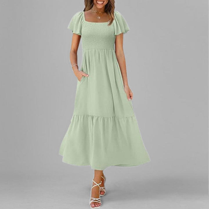 Robe maxi pour femmes avec un décolleté carré élégant et des manches volumineuses Chic & Stil