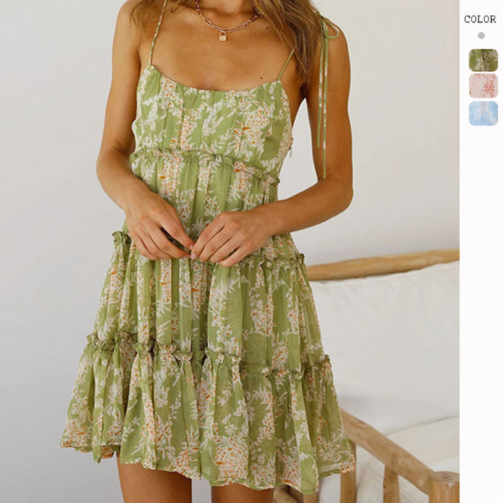Playful ruffled dress for women with gathered hem and extravagant pattern Chic & Stil