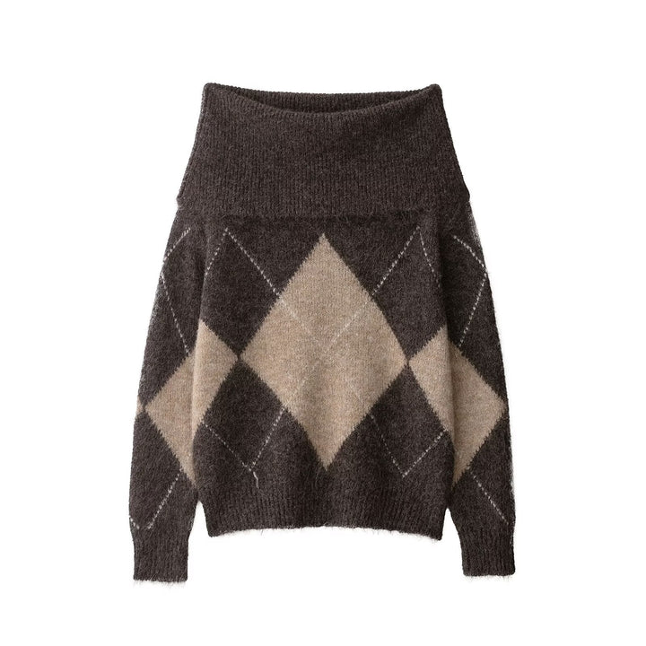 Lune London | Women's Cozy Sweater with Modern Diamond Pattern