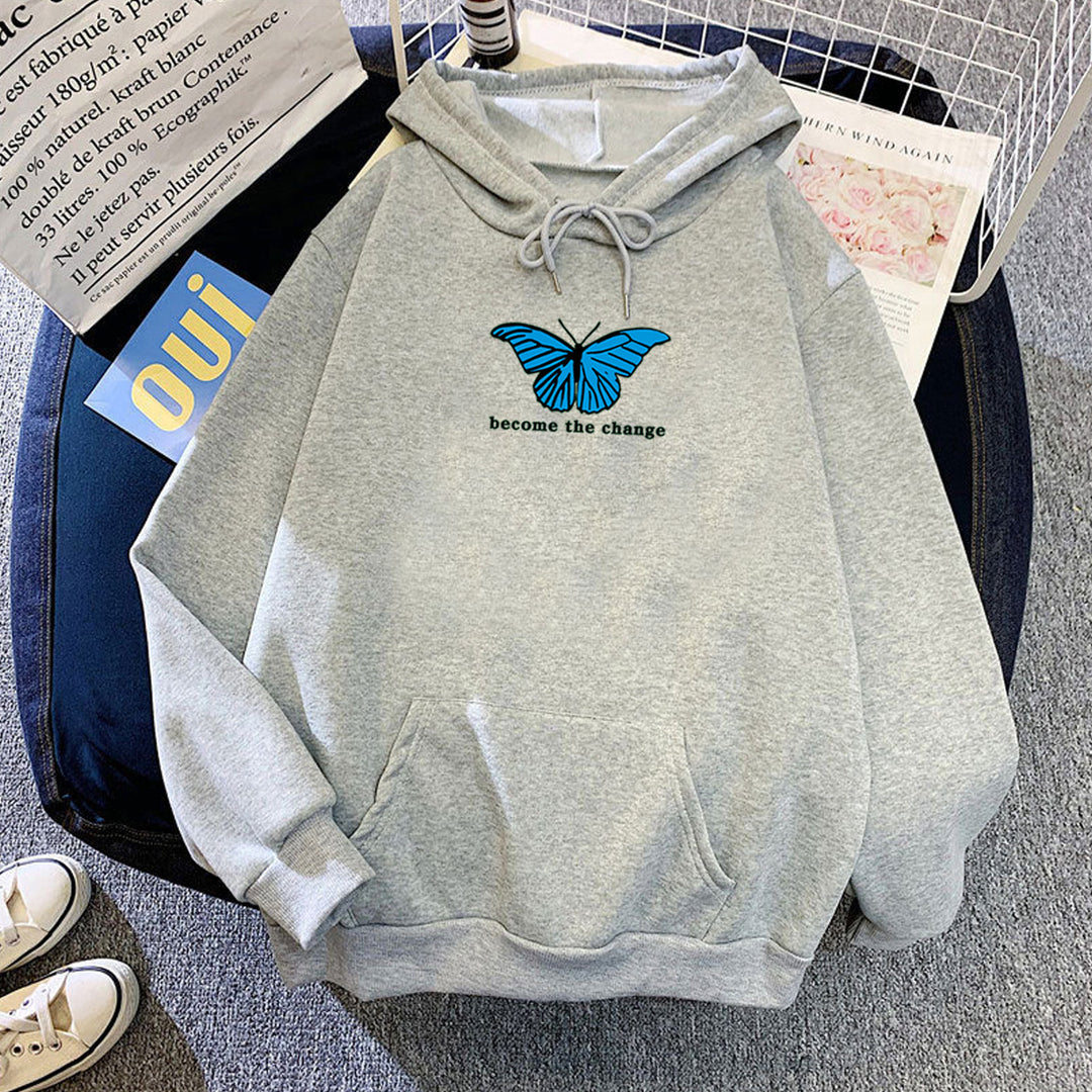 Women's hoodie with modern butterfly motif and inspiring inscription Chic & Stil