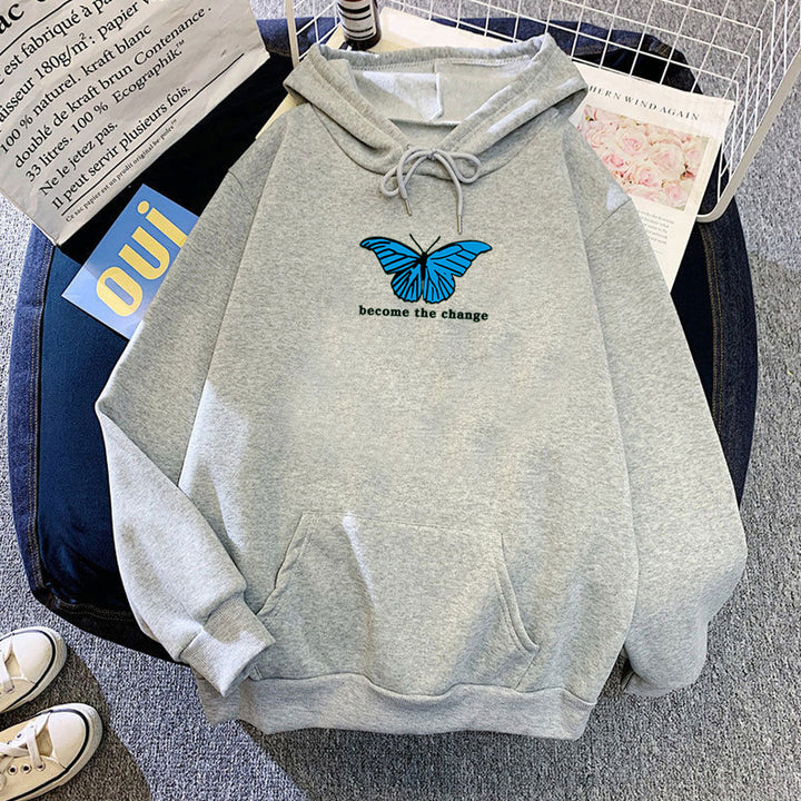 Women's hoodie with modern butterfly motif and inspiring inscription Chic & Stil
