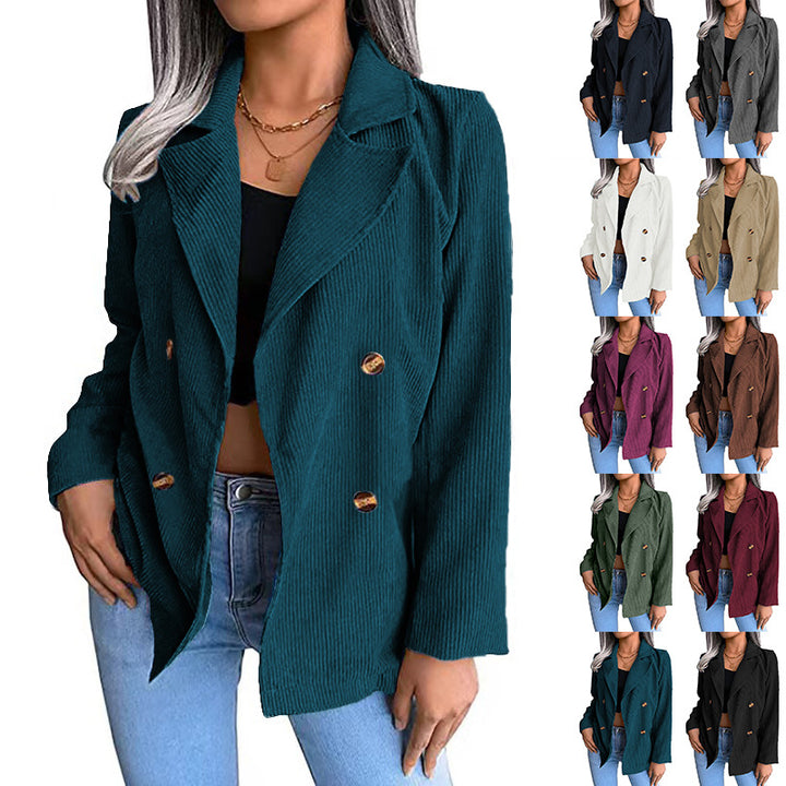 Corduroy jacket for women with double-breasted fastening and modern cut Lune London
