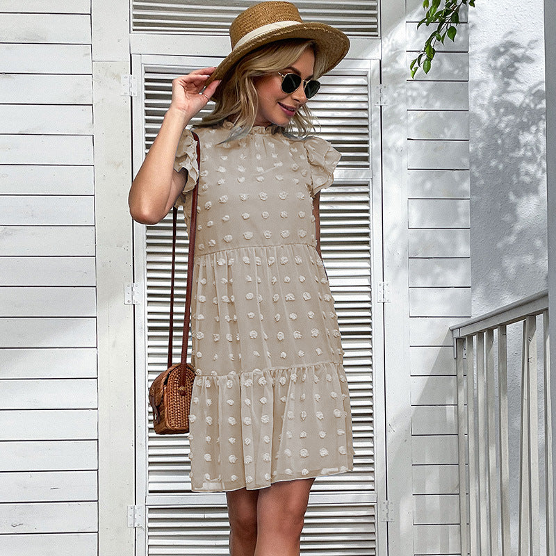 Casual A-line dress with puff sleeves for ladies Lune London