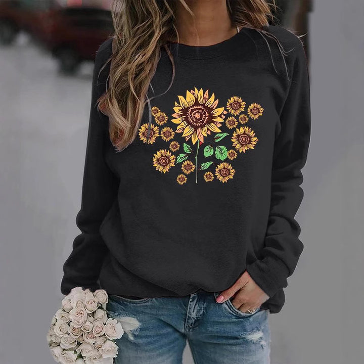 Sweatshirt femme avec motif floral de tournesol et coupe confortable Chic & Stil