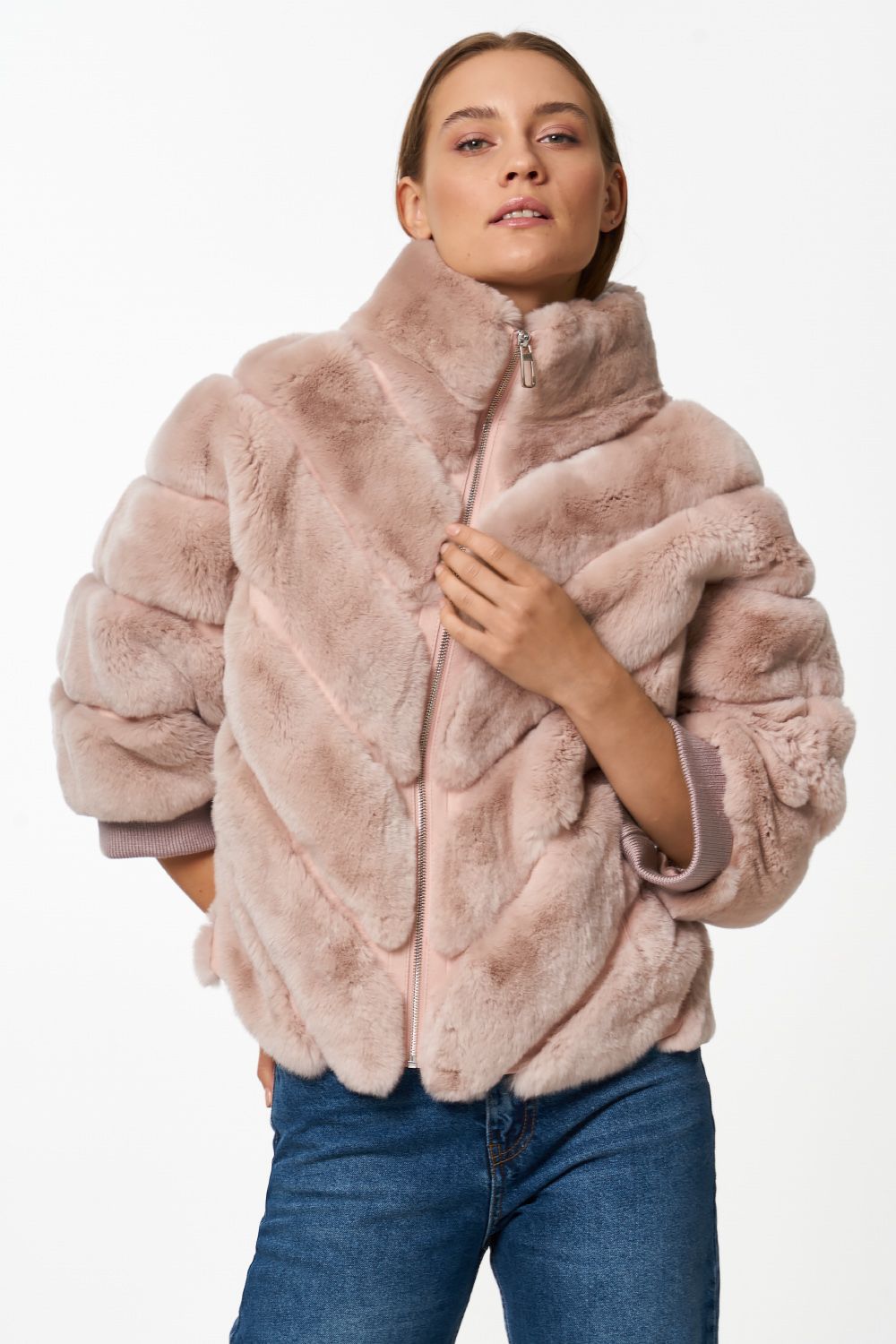 Ladies Cozy Faux Fur Jacket with Quilted Design Lune London