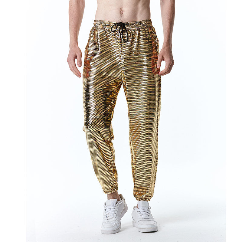 Futuristic mesh pants for men with a trendy metallic look Lune London
