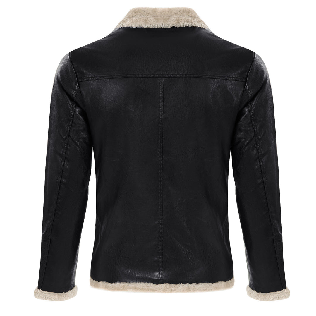 Elegant leather jacket for men with faux fur collar Lune London