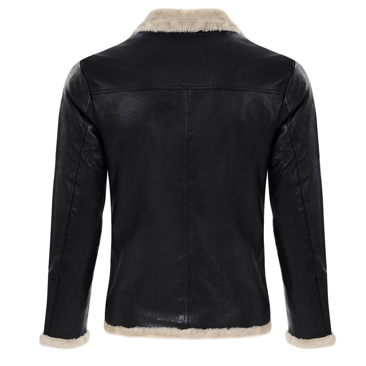 Elegant leather jacket for men with faux fur collar Lune London