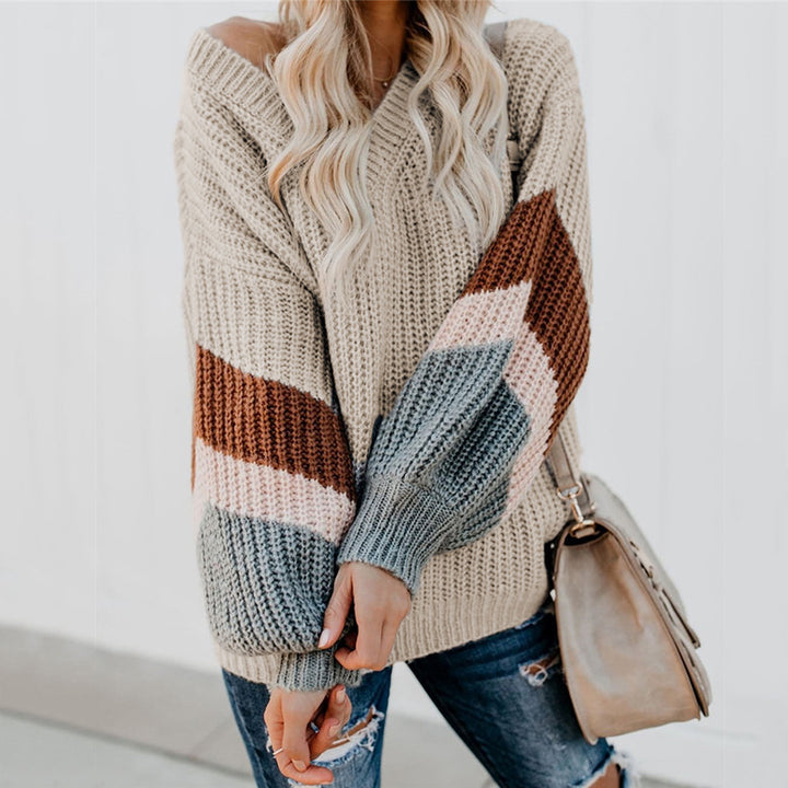 Pull en tricot pour femmes avec un design moderne à blocs de couleurs et une coupe ample Lune London