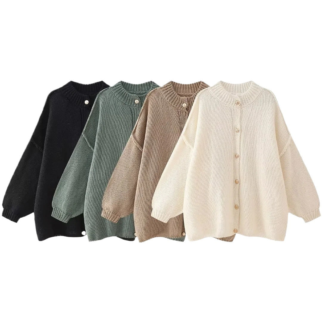 Casual knit jacket for women with button closure and oversized fit Lune London