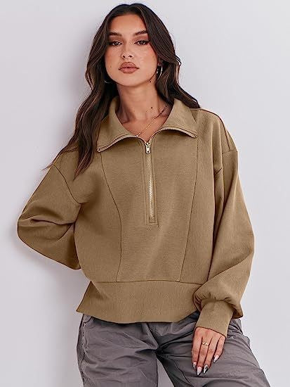 Casual sweater for women with high collar and zipper Lune London