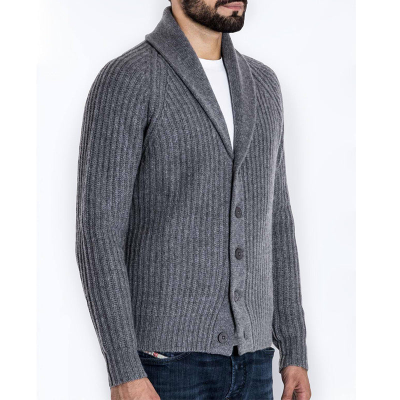 Modern shawl collar knitted jacket for men Lune London