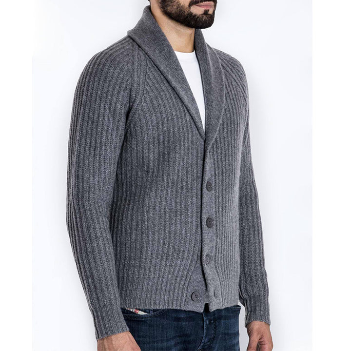 Modern shawl collar knitted jacket for men Lune London
