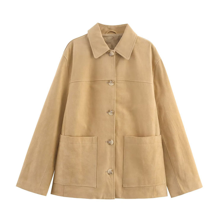Casual suede jacket for women with practical pockets and trendy cut Lune London
