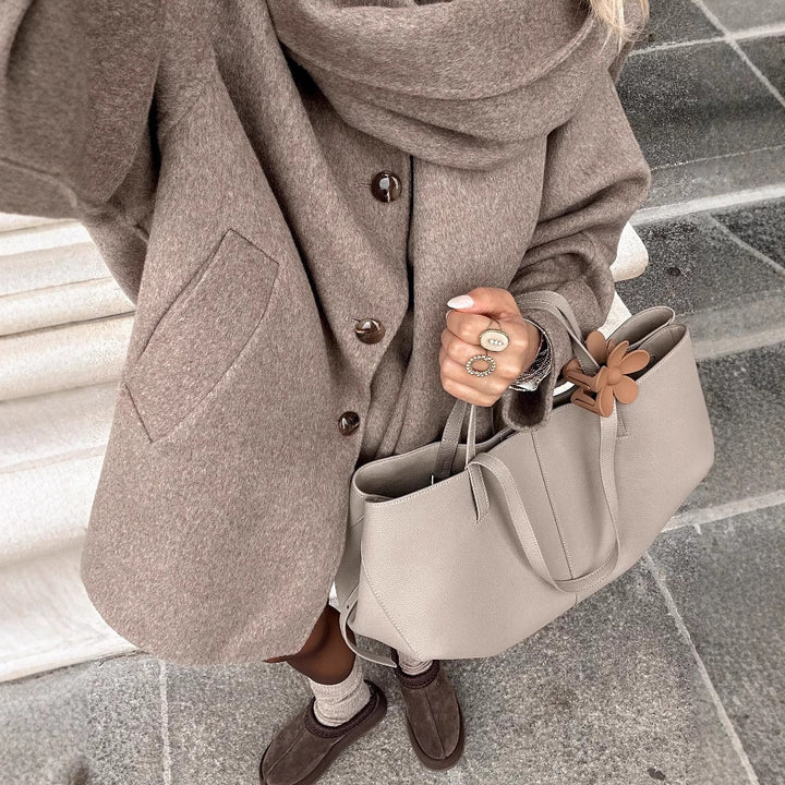 Oversized wool blend coat for women with shawl collar Lune London