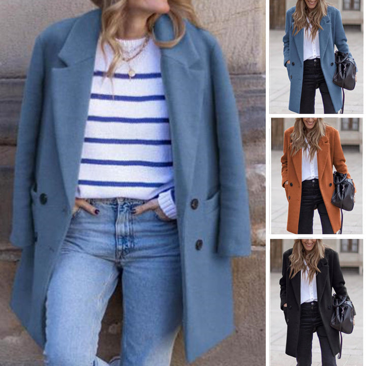 Ladies modern oversized coat with double-breasted buttons and elegant details Lune London