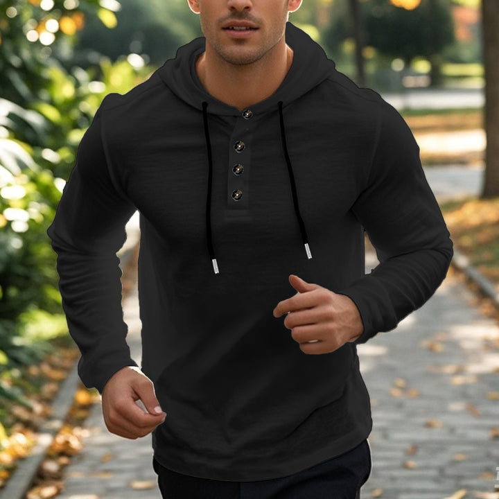 Men's sporty hoodie with button placket and functional pockets Lune London