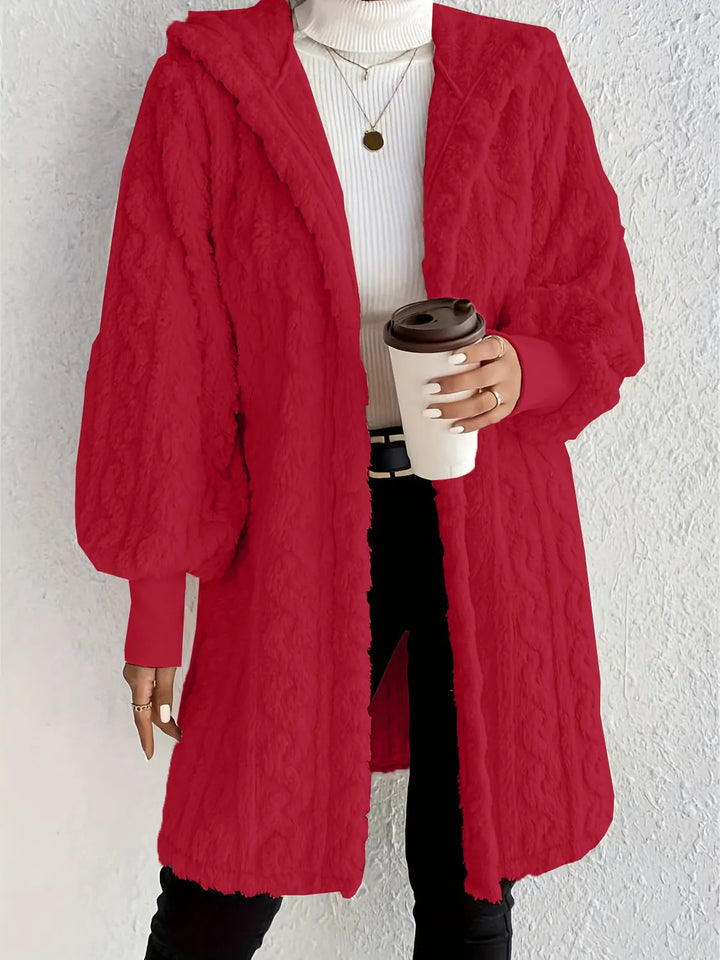 Trendy long jacket for women with hood and texture Lune London