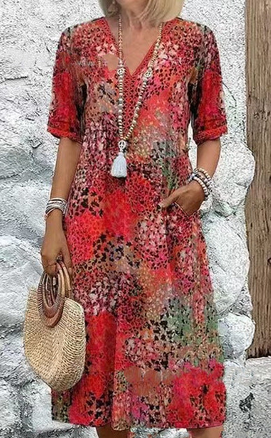 Casual midi dress for women with side pockets Lune London