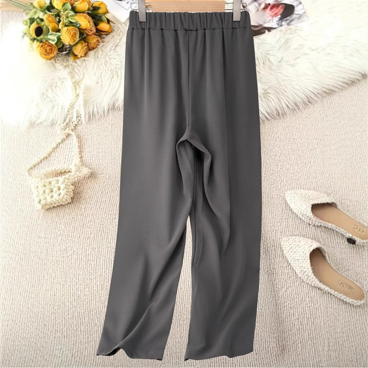 Wide-waisted fabric pants for women with elegant elastic belt Lune London