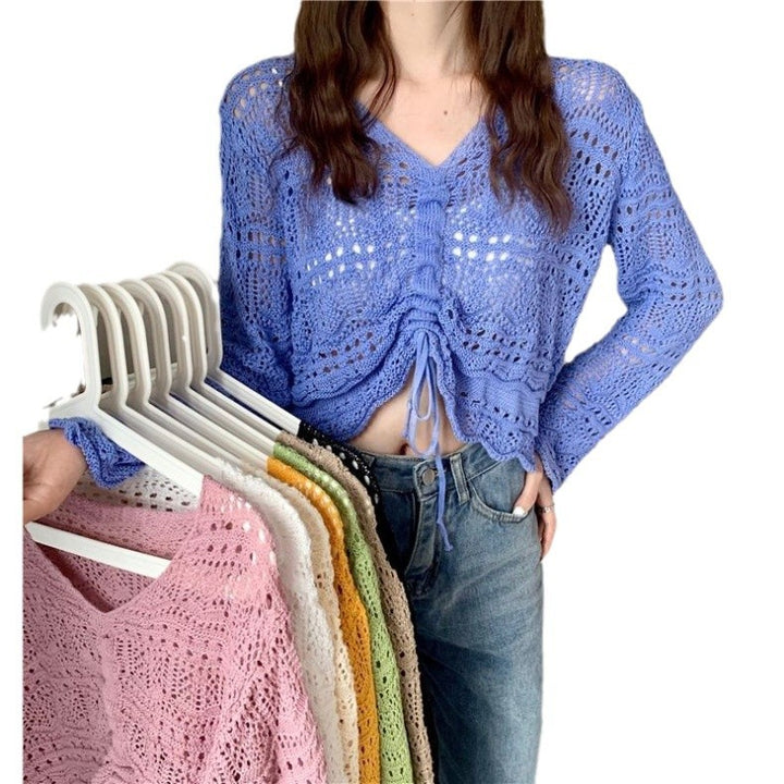 Aired crochet sweater for women with drawstring and loose fit Lune London