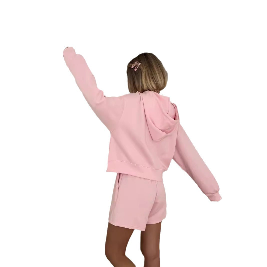 Lune London women's relaxed zip-up hoodie and shorts set