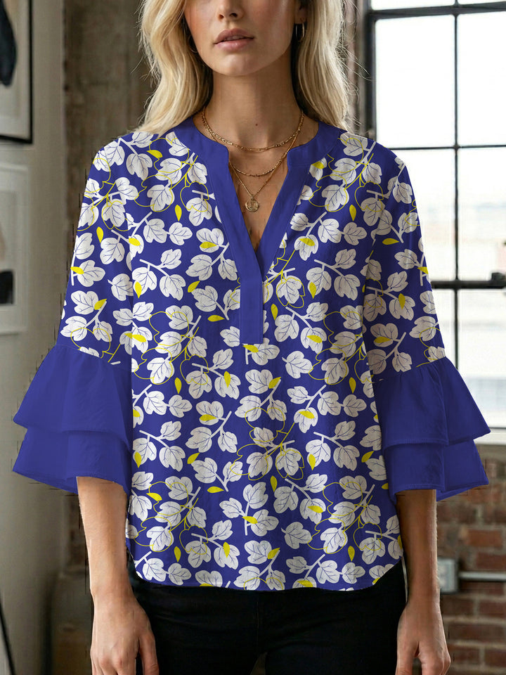 Women's blouse with voluminous sleeves and floral design Lune London