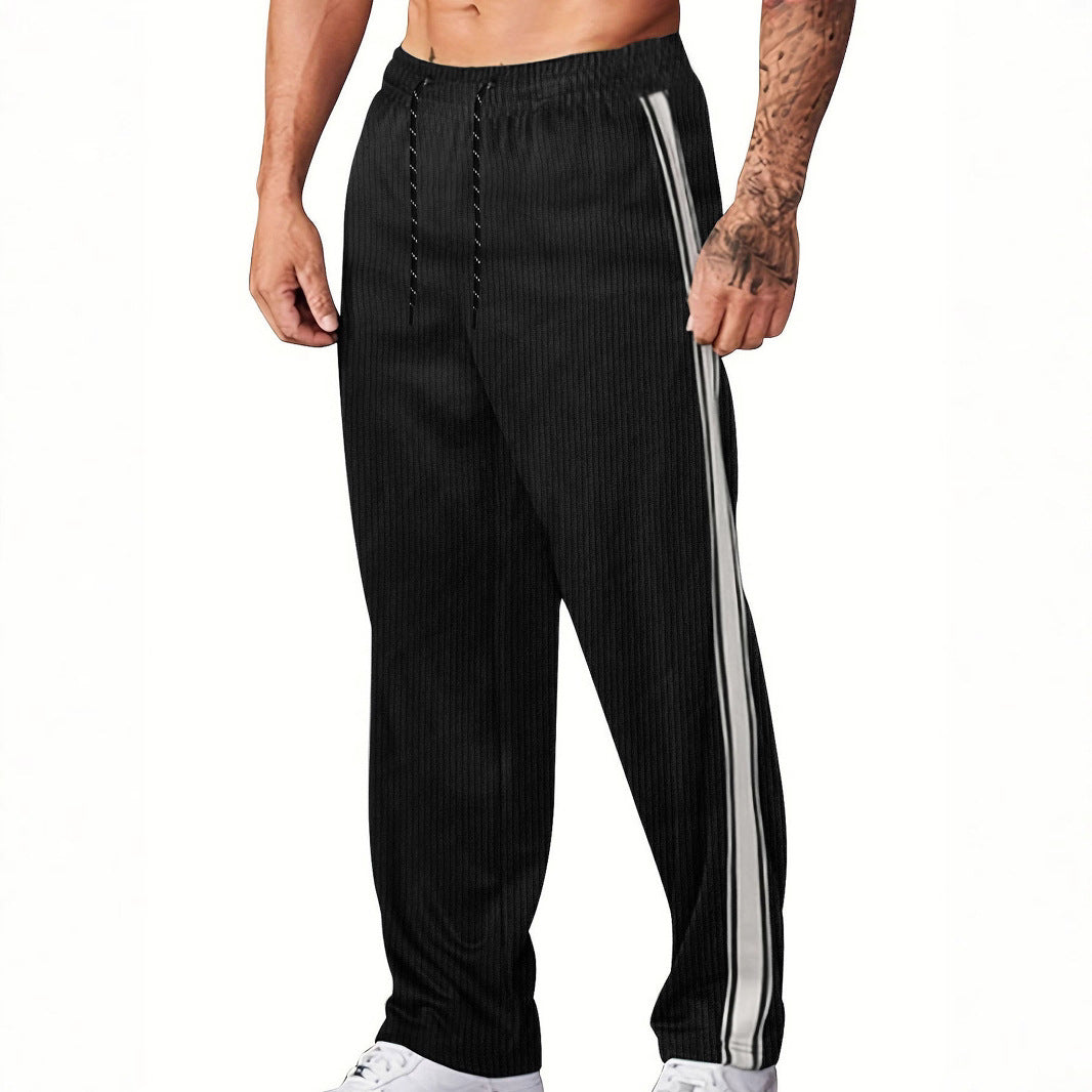 Men's sporty leisure pants with stylish vertical stripes and an adjustable waist Lune London