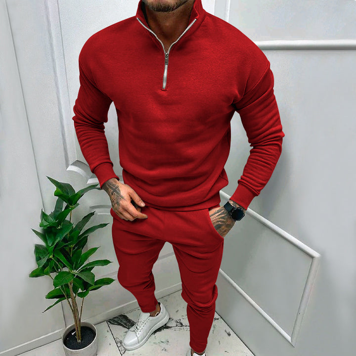 Sporty fleece pullover for men with short zipper and trendy fit Lune London