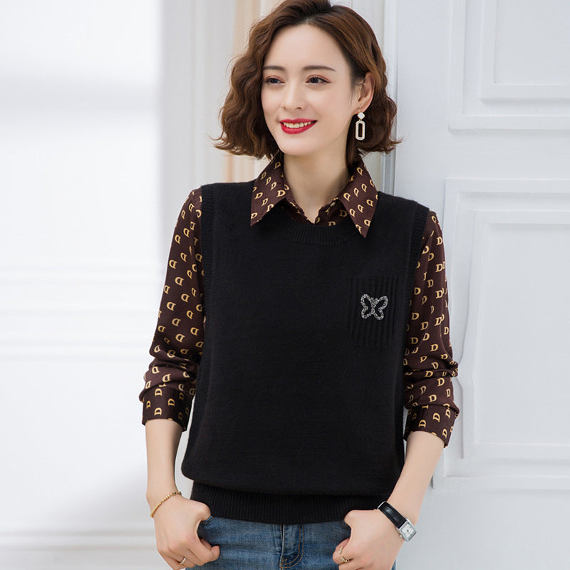 Women Fashion Knitted Vest with Decorative Butterfly Pattern Lune London