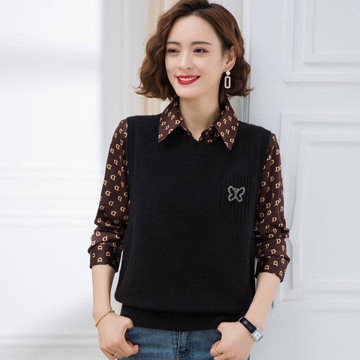 Women Fashion Knitted Vest with Decorative Butterfly Pattern Lune London