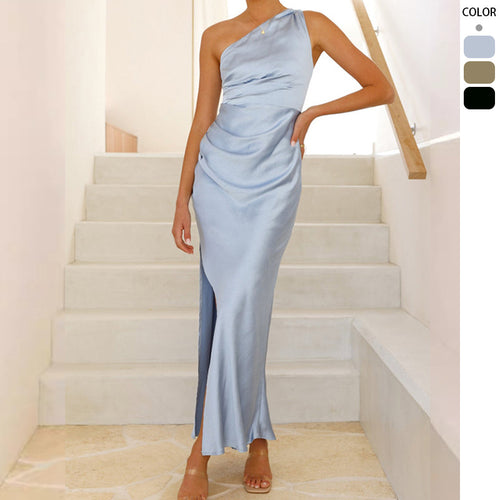 Elegant Maxi Dress for Women with Chic Ruffle Design and High Slit Chic & Style