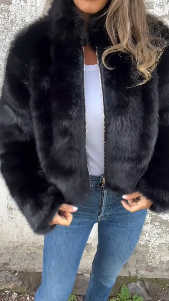 Lune London Faux Fur Bomber Jacket for Women