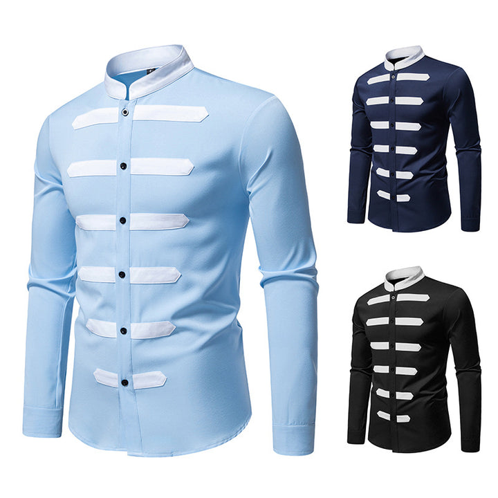 Elegant long sleeve shirt for men with contrasting inserts Chic and Style