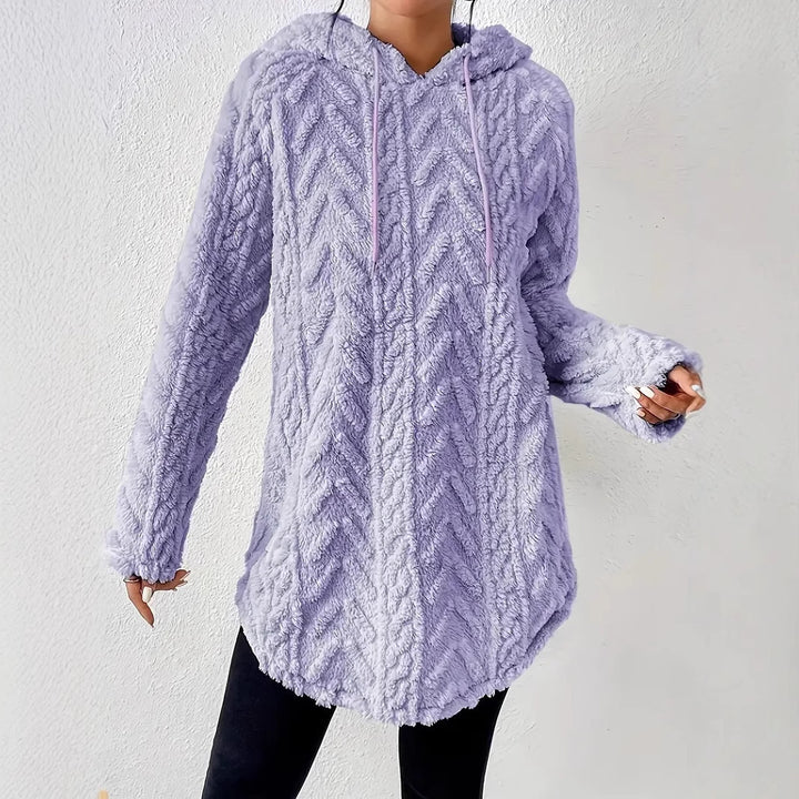 Veste à capuche en polaire confortable pour femme avec design en rib texturé Chic & Stil